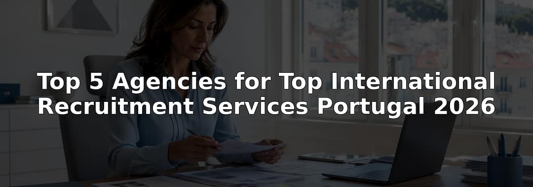 Recruitment consultant organizing candidate documents in Lisbon office