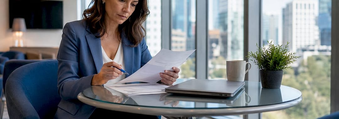 Hiring manager reviewing job requisition paperwork