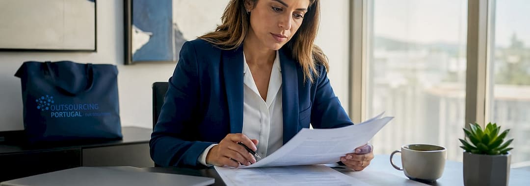 HR manager reviewing contractor benefits documents