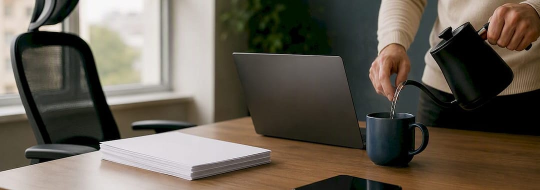 Virtual employee home office workspace setup