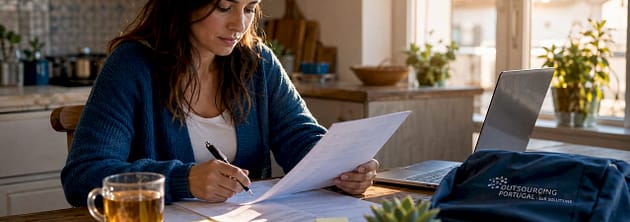 Mother reviewing maternity leave papers