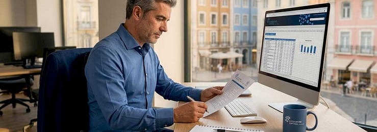 HR manager reviewing tax checklist at office desk