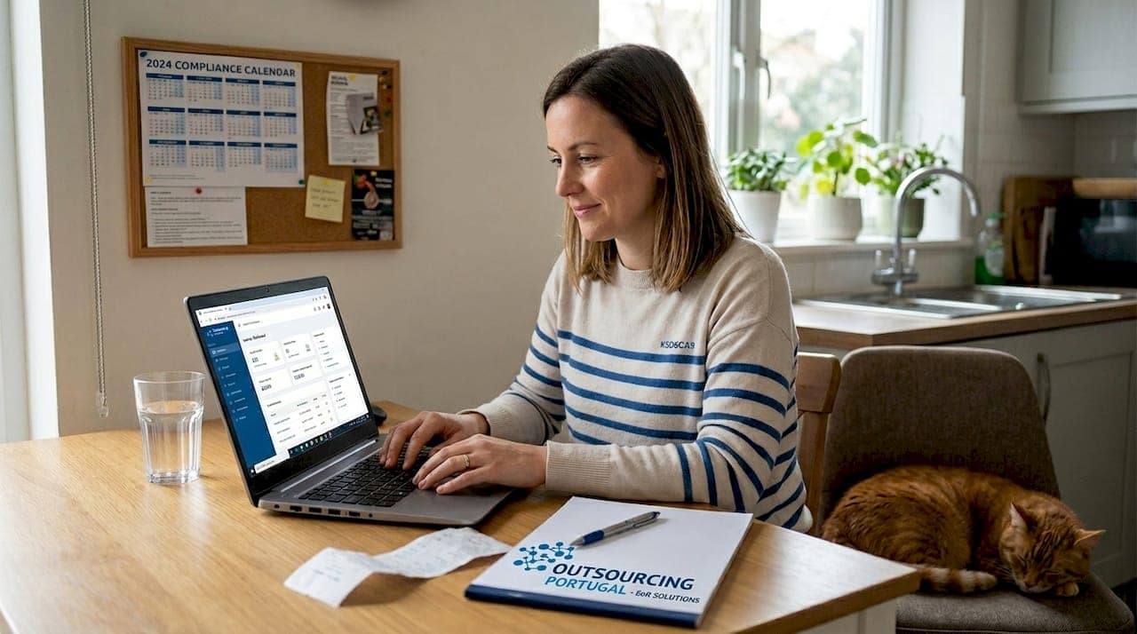 Remote HR worker using EoR platform at home
