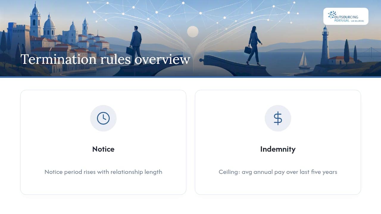 Diagram of termination notice periods and indemnity calculation